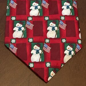 Vintage Holidays Traditions Hallmark By Mmg 100% Silk Made In Usa Snowman Print